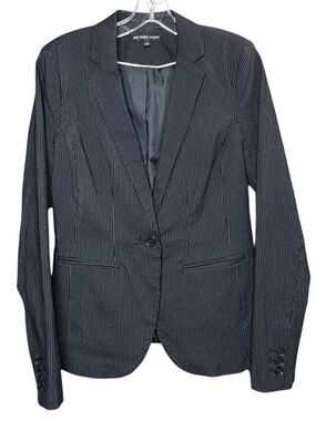 THE TORIE JACKET Black Pinstripe Blazer Size 2 Single Button Suit Jacket